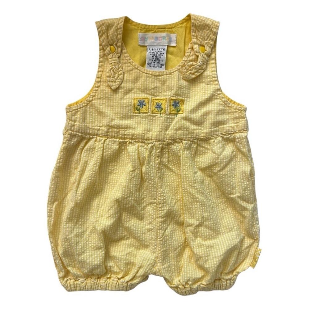 Vintage 90s Y2K Gymboree Yellow Flower Sleeveless Baby Romper